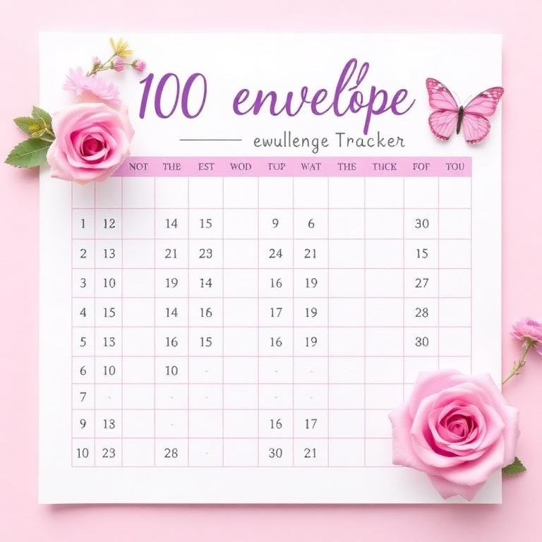 100 envelope challenge mockup