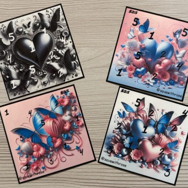 3D heart squares, pink and blue combo