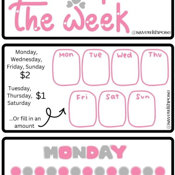 Days of the week pink and gray