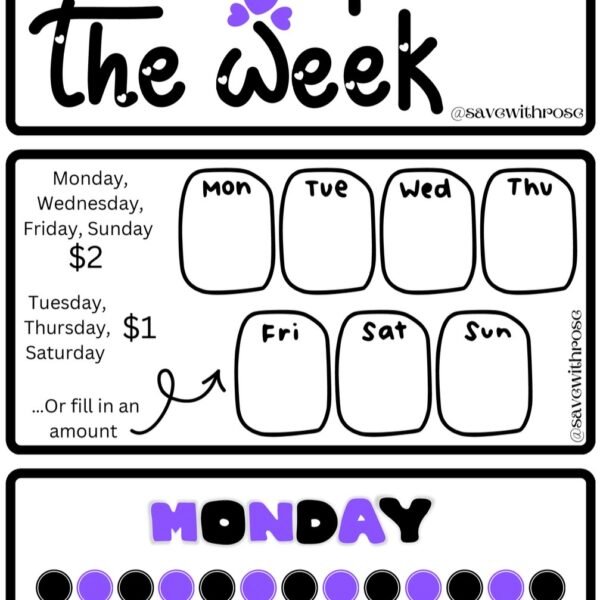 Days of the week purple and black
