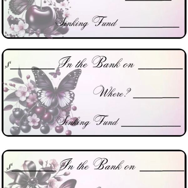 “In the bank” tracking slips, cherry/butterfly