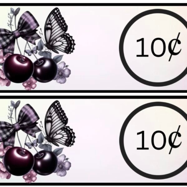 Dime prop money, cherries and butterflies